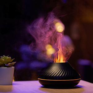 Galuxia Newest RGB Flame Aroma Diffuser 130Ml 3d Colorful Flame Humidifier Fire Volcano Diffuser Flame