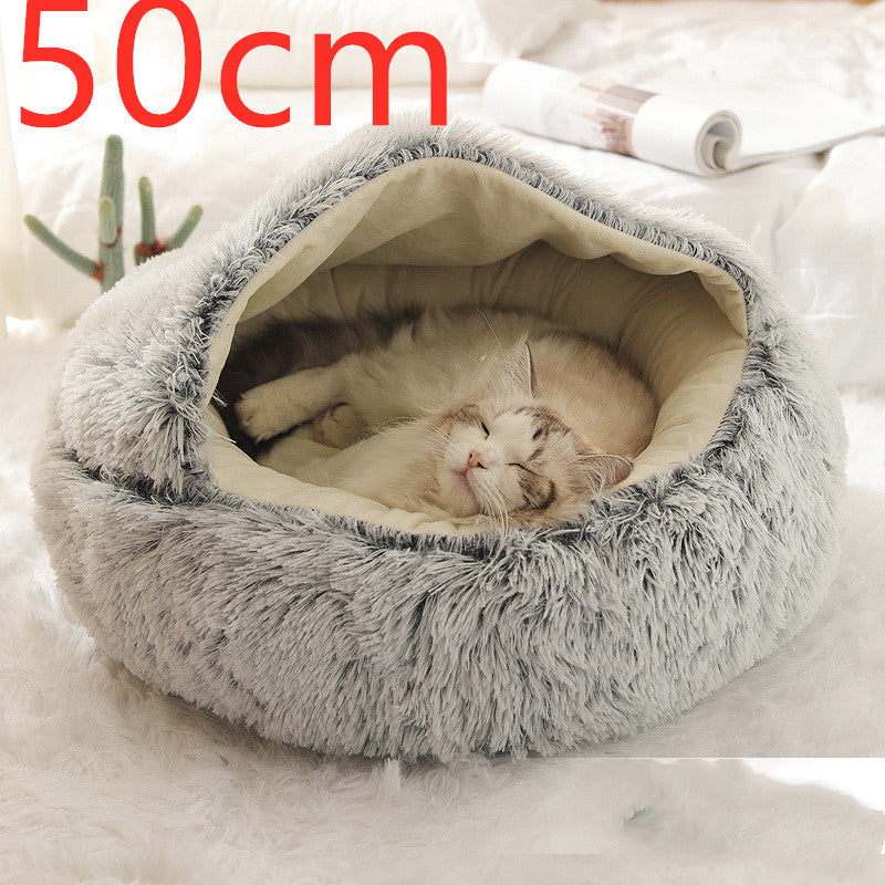 Galuxia 2 In 1 Dog And Cat Bed Pet Winter Bed Round Plush Warm Bed House Soft Long Plush Pets Bed Pet Products