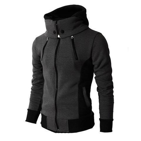 GaluxiaMen's Zip UP Hooded Jacket Fake Two Piece Sports Cardigan Casual Slim Sweatshirt Jacket