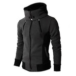 GaluxiaMen's Zip UP Hooded Jacket Fake Two Piece Sports Cardigan Casual Slim Sweatshirt Jacket