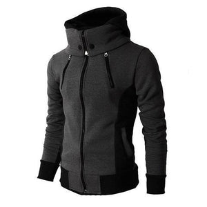GaluxiaMen's Zip UP Hooded Jacket Fake Two Piece Sports Cardigan Casual Slim Sweatshirt Jacket