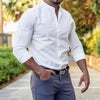 Galuxia Long Sleeve Shirt Men Casual Button Down Slim Tops Solid Color Casual Mens Clothing