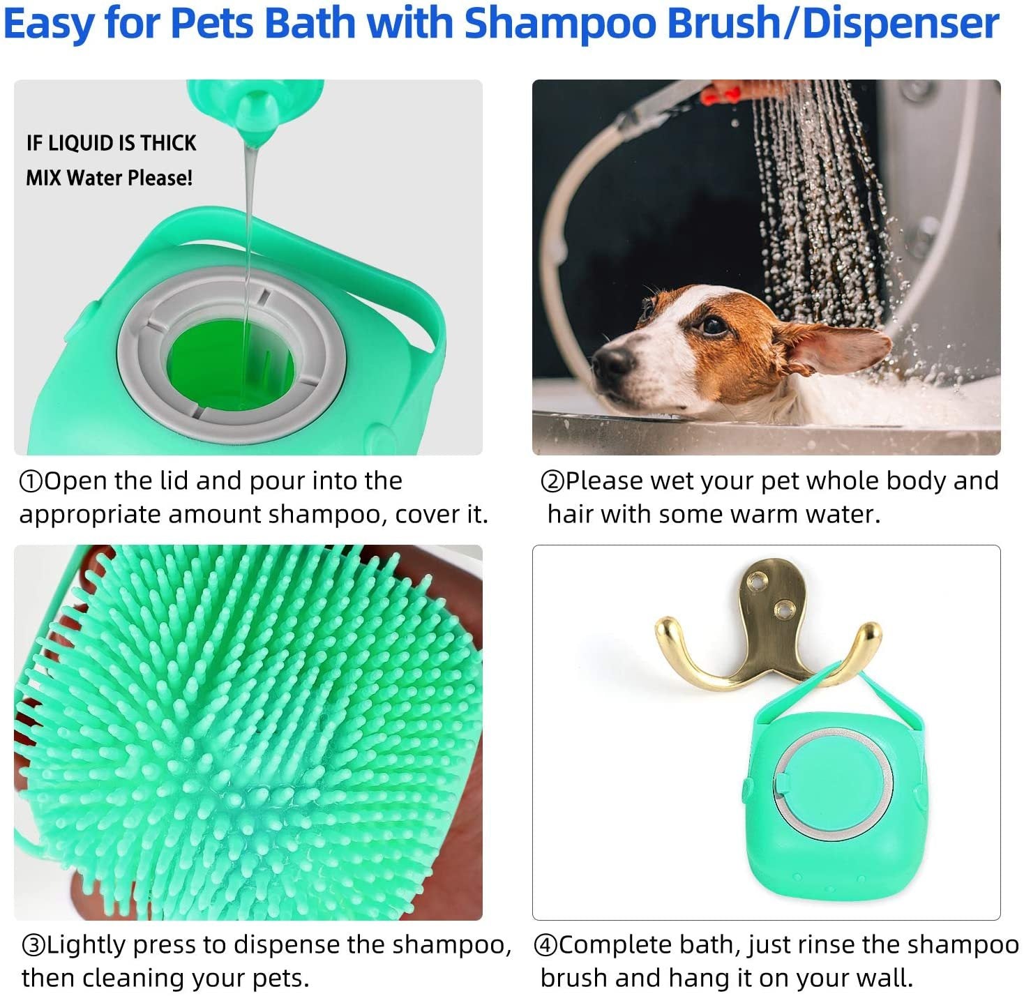 Galuxia Pet Dog Shampoo Massager Brush Cat Massage Comb Grooming Scrubber Shower Brush For Bathing Short Hair Soft Silicone Brushes