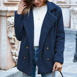 Galuxia Loose Lapel Fluffy Coat Winter Button Jacket Cardigan Outwear For Women Clothing
