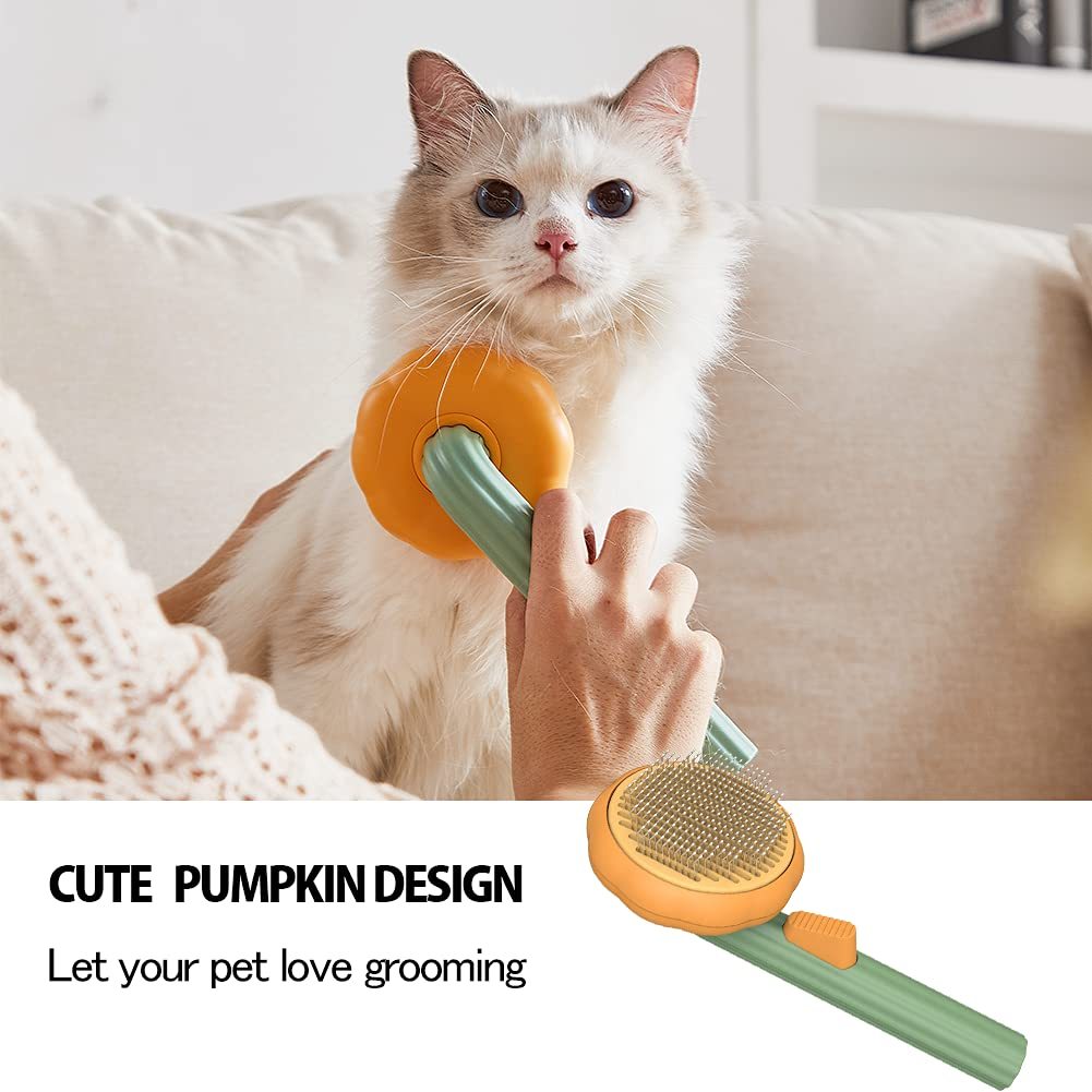 Galuxia Pet Pumpkin Brush – Self-Cleaning Slicker Grooming Brush for Dogs, Cats, Puppies & Rabbits