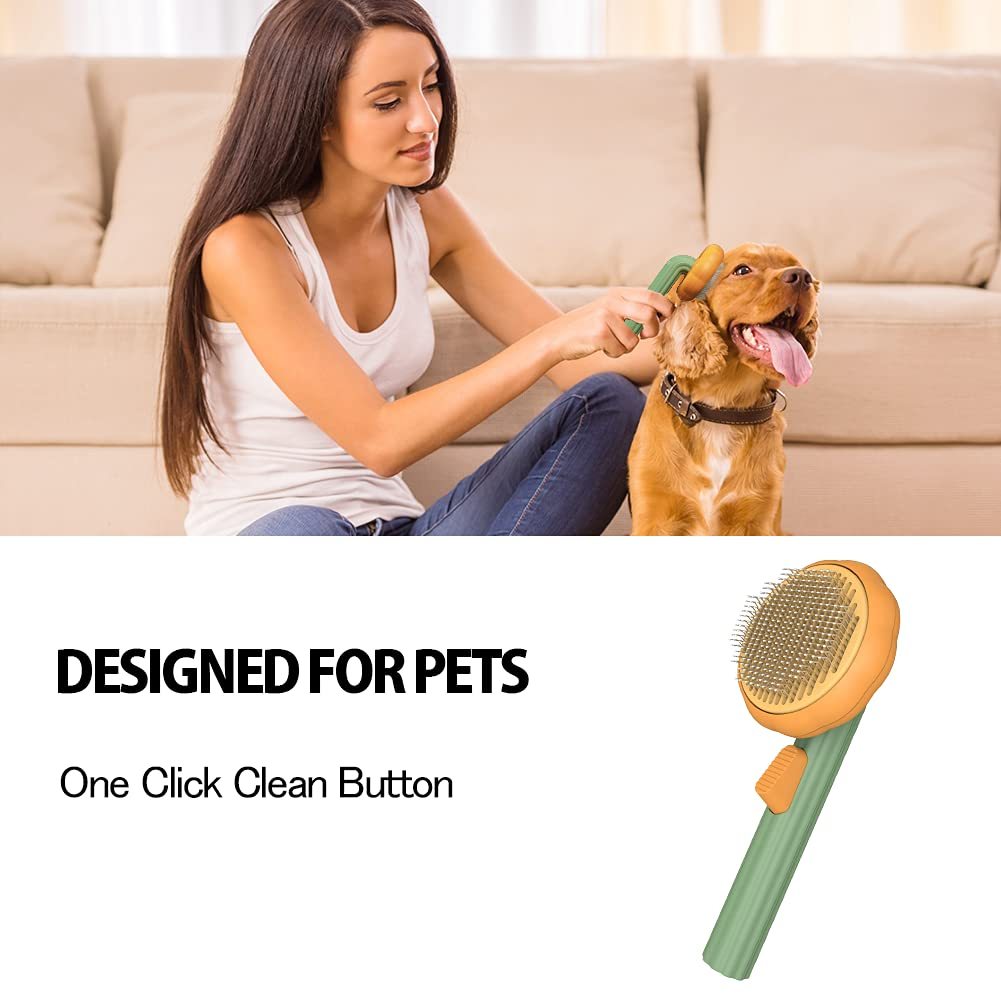 Galuxia Pet Pumpkin Brush – Self-Cleaning Slicker Grooming Brush for Dogs, Cats, Puppies & Rabbits