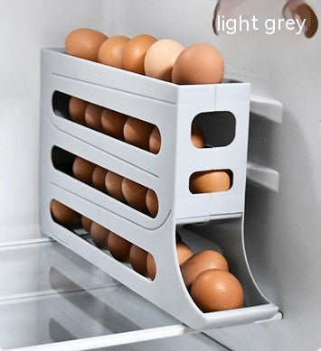 Galuxia Refrigerator 4-Layer Automatic Egg Roller Sliding Egg Tray Refrigerator Side Door Large Capacity Holder Egg Storage Box Kitchen Gadgets