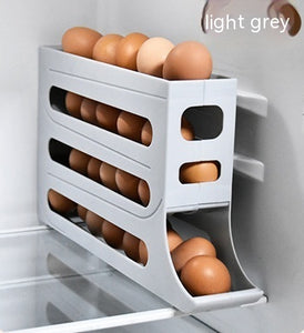 Galuxia Refrigerator 4-Layer Automatic Egg Roller Sliding Egg Tray Refrigerator Side Door Large Capacity Holder Egg Storage Box Kitchen Gadgets