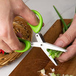 Galuxia Multifunctional Multi-layer Green Onion Scissors Stainless Steel Onion Cutting Knife Herb Seaweed Spice Scissors Kitchen Scissor Kitchen Gadgets