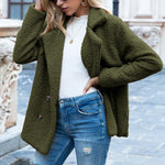 Galuxia Loose Lapel Fluffy Coat Winter Button Jacket Cardigan Outwear For Women Clothing