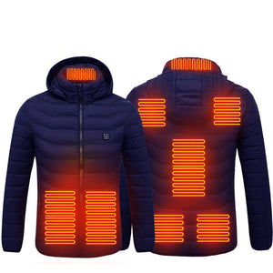 Galuxia Men Heated Puffer Jacket Electric Heating Coat Insulated Hood Windbreaker 9Heat Zones