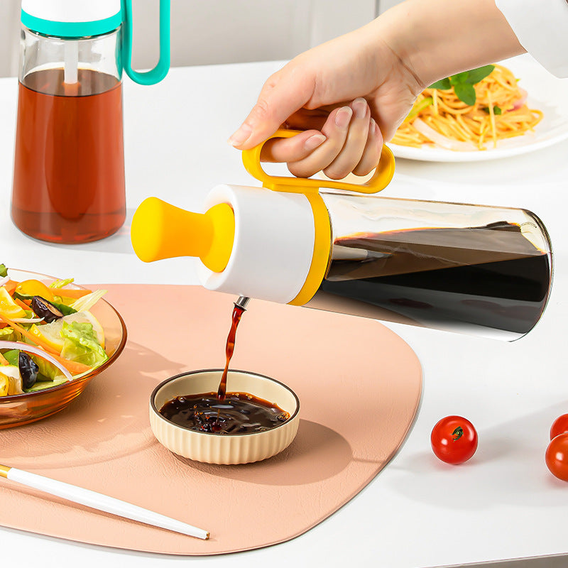 Galuxia 2 In 1 Oil Dispenser With Silicon Brush BBQ Oil Spray Glass Bottle Silicone For Barbecue Cooking Seasoning Bottle Kitchen Gadgets