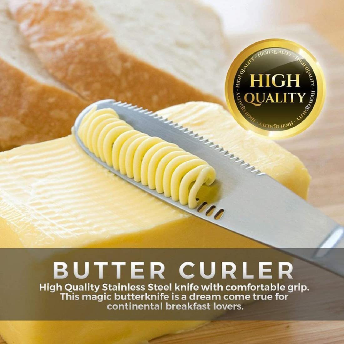 Galuxia Stainless Steel Butter Spreader Knife With Handle, 3 In 1 Curler Slicer Knife, Butter Knife Spreader And Curler With Holes And Serrated Edge Cheese Knife  Kitchen Gadgets