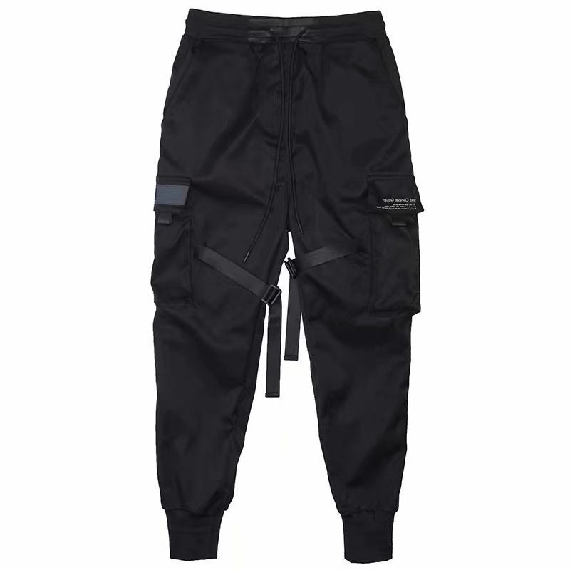 Galuxia Ribbons Harem Joggers Men Cargo Pants Streetwear Hip Hop Casual Pockets Cotton Track Pants