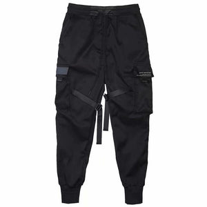 Galuxia Ribbons Harem Joggers Men Cargo Pants Streetwear Hip Hop Casual Pockets Cotton Track Pants