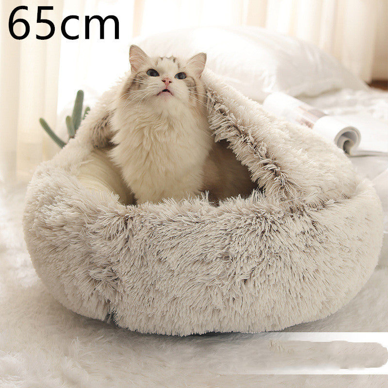 Galuxia 2 In 1 Dog And Cat Bed Pet Winter Bed Round Plush Warm Bed House Soft Long Plush Pets Bed Pet Products