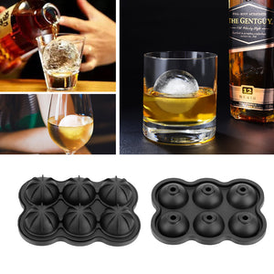 Galuxia Large Ice Cube Maker Silicone Mold 6 Cell Big Sphere Ice Ball Tray Whiskey Wine Cocktail Party Bar Accessories Kitchen Gadgets