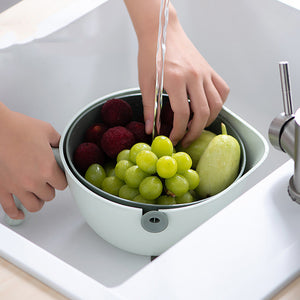 Galuxia Double Layer Fruit And Vegetable Rotating Draining Basket Kitchen Gadgets