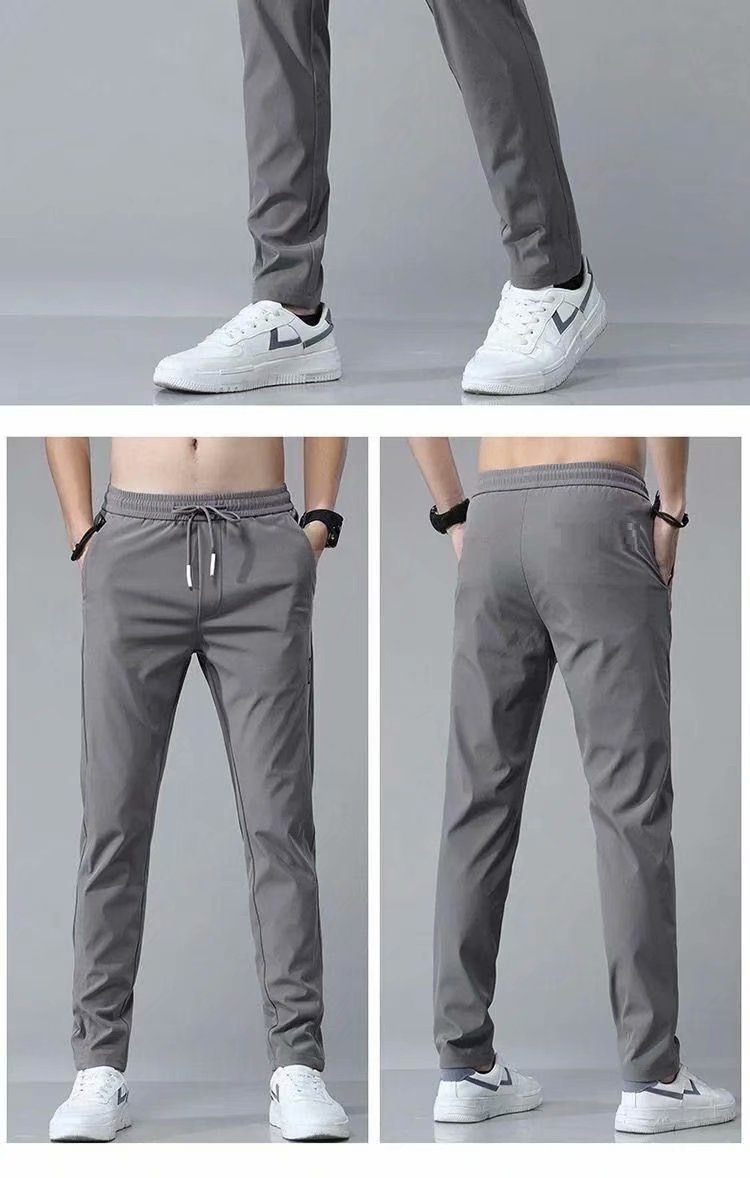 Galuxia Drawstring Trousers Thin Casual Pants Korean Version Loose Straight Sweatpants Mens Clothing