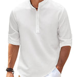 Galuxia Men's Casual Shirt  Long Sleeve Stand Collar Solid Color Shirt Mens Clothing