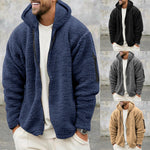 Galuxia Plush Hooded Jacket Men's Autumn And Winter Fleece Double-sided Wear Warm Coat With Zipper Loose Casual Jacket Outdoor Clothing