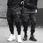 Galuxia Ribbons Harem Joggers Men Cargo Pants Streetwear Hip Hop Casual Pockets Cotton Track Pants