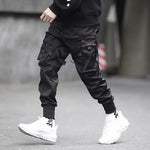 Galuxia Ribbons Harem Joggers Men Cargo Pants Streetwear Hip Hop Casual Pockets Cotton Track Pants