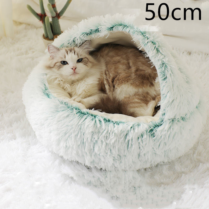 Galuxia 2 In 1 Dog And Cat Bed Pet Winter Bed Round Plush Warm Bed House Soft Long Plush Pets Bed Pet Products