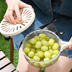 Galuxia Fruit Drain Basket With Lid Vegetable Washing Bowl Foldable Handle Cleaning Colander Plastic Refrigerator Crisper Kitchen Box Kitchen Gadgets