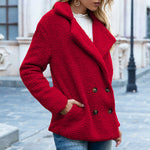 Galuxia Loose Lapel Fluffy Coat Winter Button Jacket Cardigan Outwear For Women Clothing