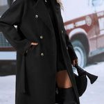 Galuxia Lapel Double-Breasted Trench Coat with Belt – Women’s Winter Long Jacket