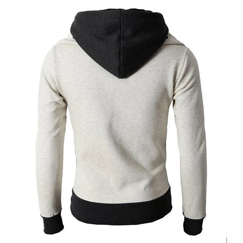 GaluxiaMen's Zip UP Hooded Jacket Fake Two Piece Sports Cardigan Casual Slim Sweatshirt Jacket