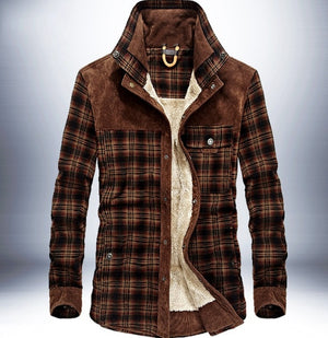 Galuxia Winter Jacket Men Thicken Warm Fleece Jackets Coats Pure Cotton Plaid Jacket Military Clothes