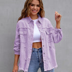 Galuxia Women’s Ripped Shirt Jacket – Casual Spring & Autumn Top