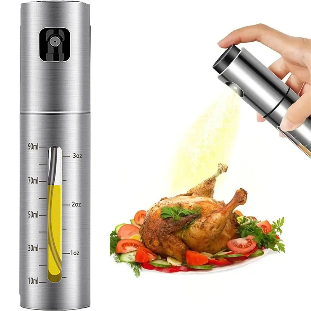 Galuxia Fuel Spray Can Household Kitchen Supplies Artifact Stainless Steel Oil Injection Bottle Spice Bottle Spray Press Type Barbecue Oil Bottle Kitchen Gadgets