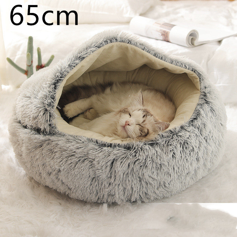 Galuxia 2 In 1 Dog And Cat Bed Pet Winter Bed Round Plush Warm Bed House Soft Long Plush Pets Bed Pet Products