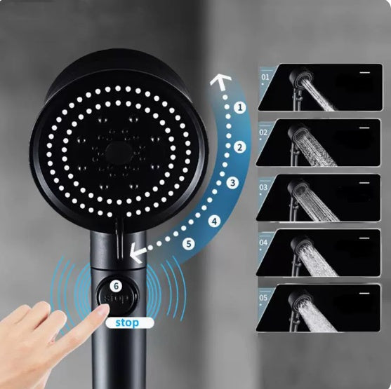 Galuxia Five-color Wind Turbine Shower Head 56 Speed Water Silicone Shower Head