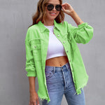 Galuxia Women’s Ripped Shirt Jacket – Casual Spring & Autumn Top