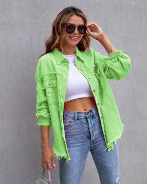 Galuxia Women’s Ripped Shirt Jacket – Casual Spring & Autumn Top