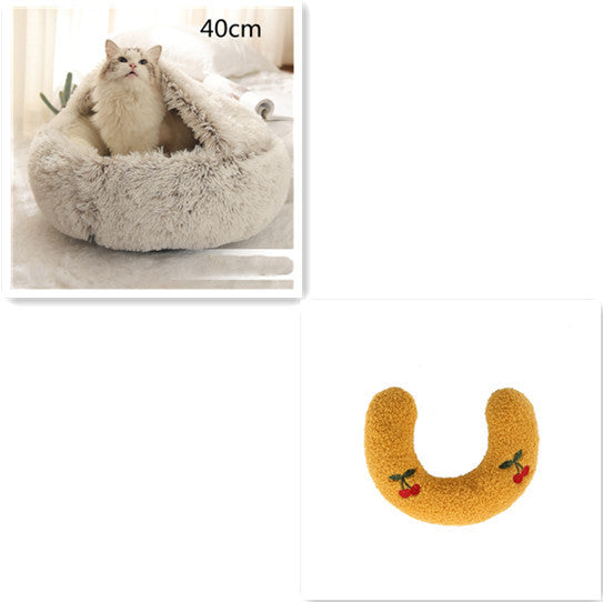 Galuxia 2 In 1 Dog And Cat Bed Pet Winter Bed Round Plush Warm Bed House Soft Long Plush Pets Bed Pet Products