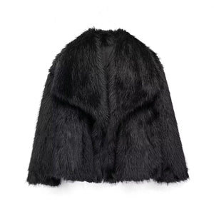 Galuxia Winter Plush Coat – Fashion Thicken Lapel Outerwear for Women