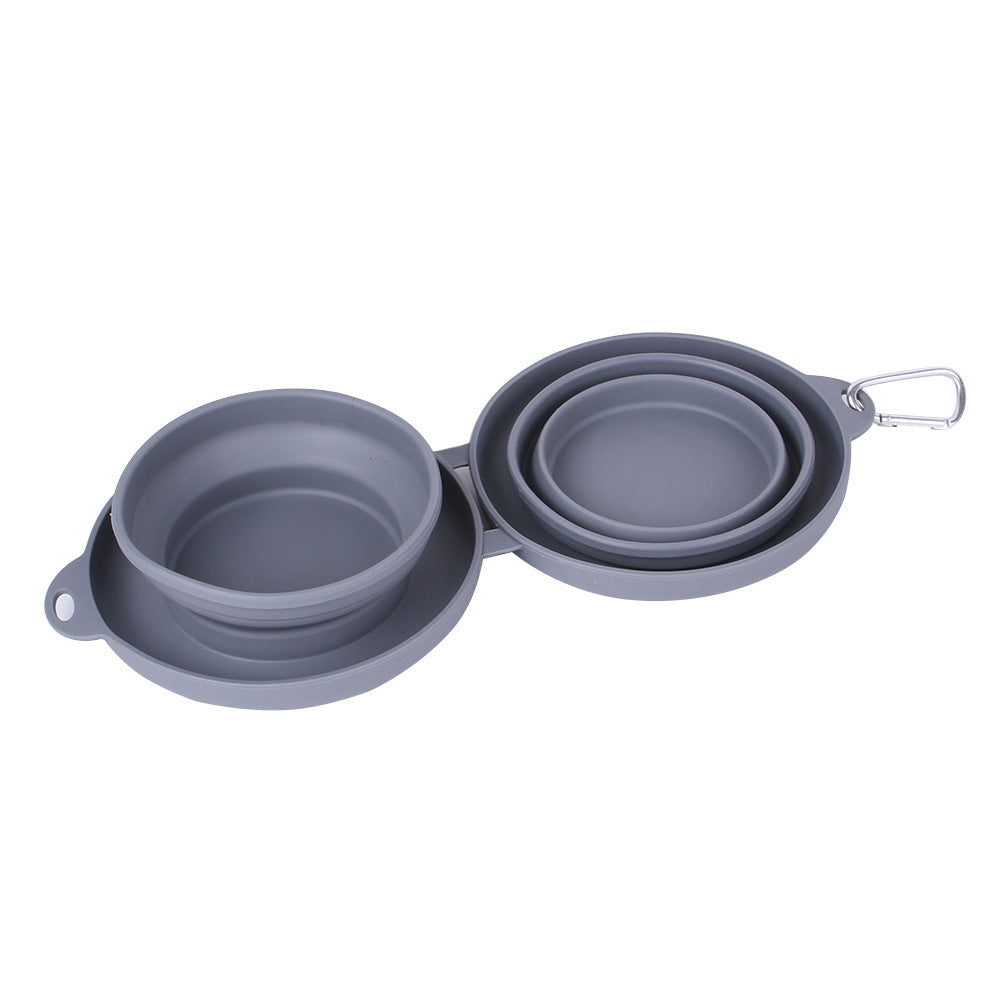 Galuxia Rubber Foldable Double Bowl Pet Feeding Bowl Pets Supplies Dog Cat Bowls