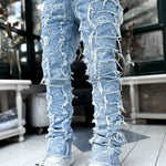 Galuxia Men Trousers Individual Patched Pants Long Tight Fit Stacked Jeans For Mens Clothing