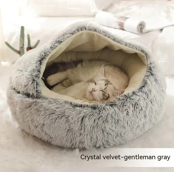 Galuxia 2 In 1 Dog And Cat Bed Pet Winter Bed Round Plush Warm Bed House Soft Long Plush Pets Bed Pet Products