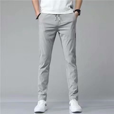 Galuxia Drawstring Trousers Thin Casual Pants Korean Version Loose Straight Sweatpants Mens Clothing