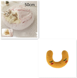 Galuxia 2 In 1 Dog And Cat Bed Pet Winter Bed Round Plush Warm Bed House Soft Long Plush Pets Bed Pet Products