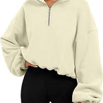 Galuxia Loose Sport Pullover Hoodie – Women’s Winter Zipper Stand Collar Sweatshirt