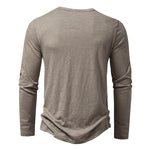 Galuxia Men's Long-sleeved T-shirt Fashion Casual Solid Color Pullover Button Top Autumn And Spring Clothing