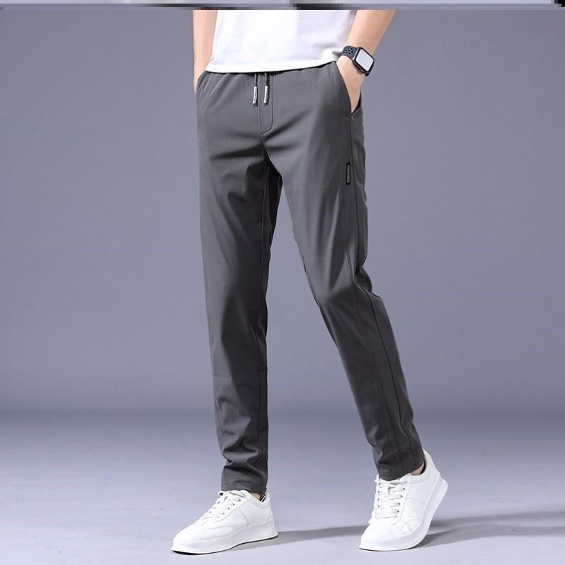 Galuxia Drawstring Trousers Thin Casual Pants Korean Version Loose Straight Sweatpants Mens Clothing