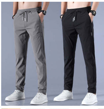 Galuxia Drawstring Trousers Thin Casual Pants Korean Version Loose Straight Sweatpants Mens Clothing